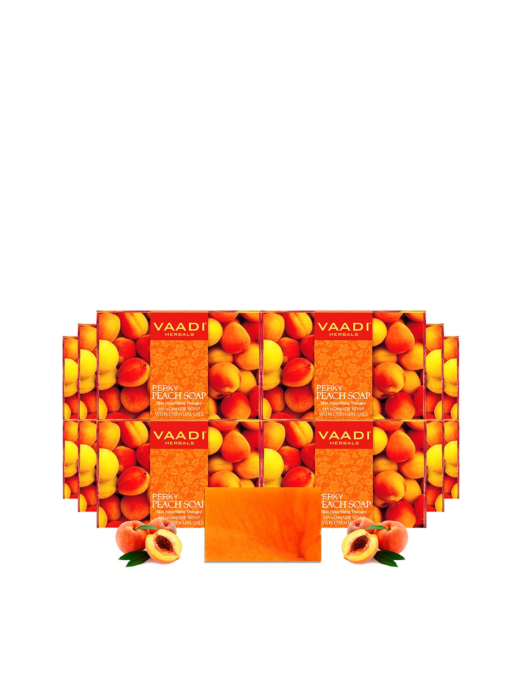 

Vaadi Herbals Set of 12 Perky Peach Soaps with Almond Oil - 75g each, Orange