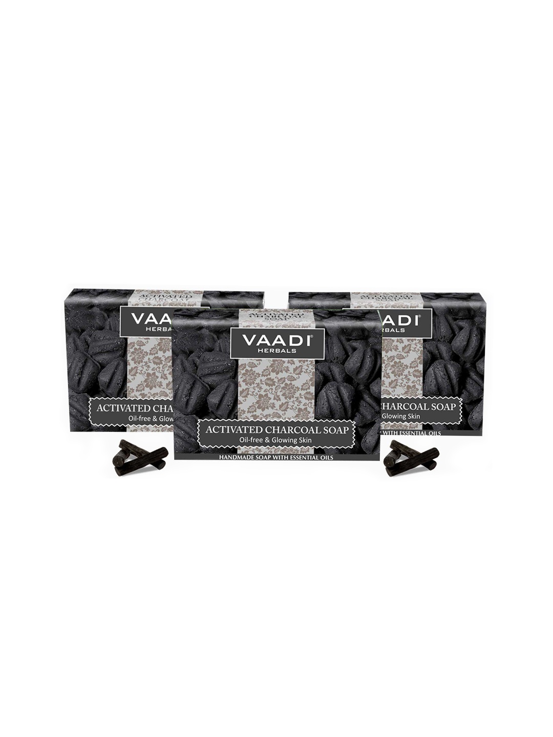 

Vaadi Herbals Set of 3 Activated Charcoal Soaps - 75g each