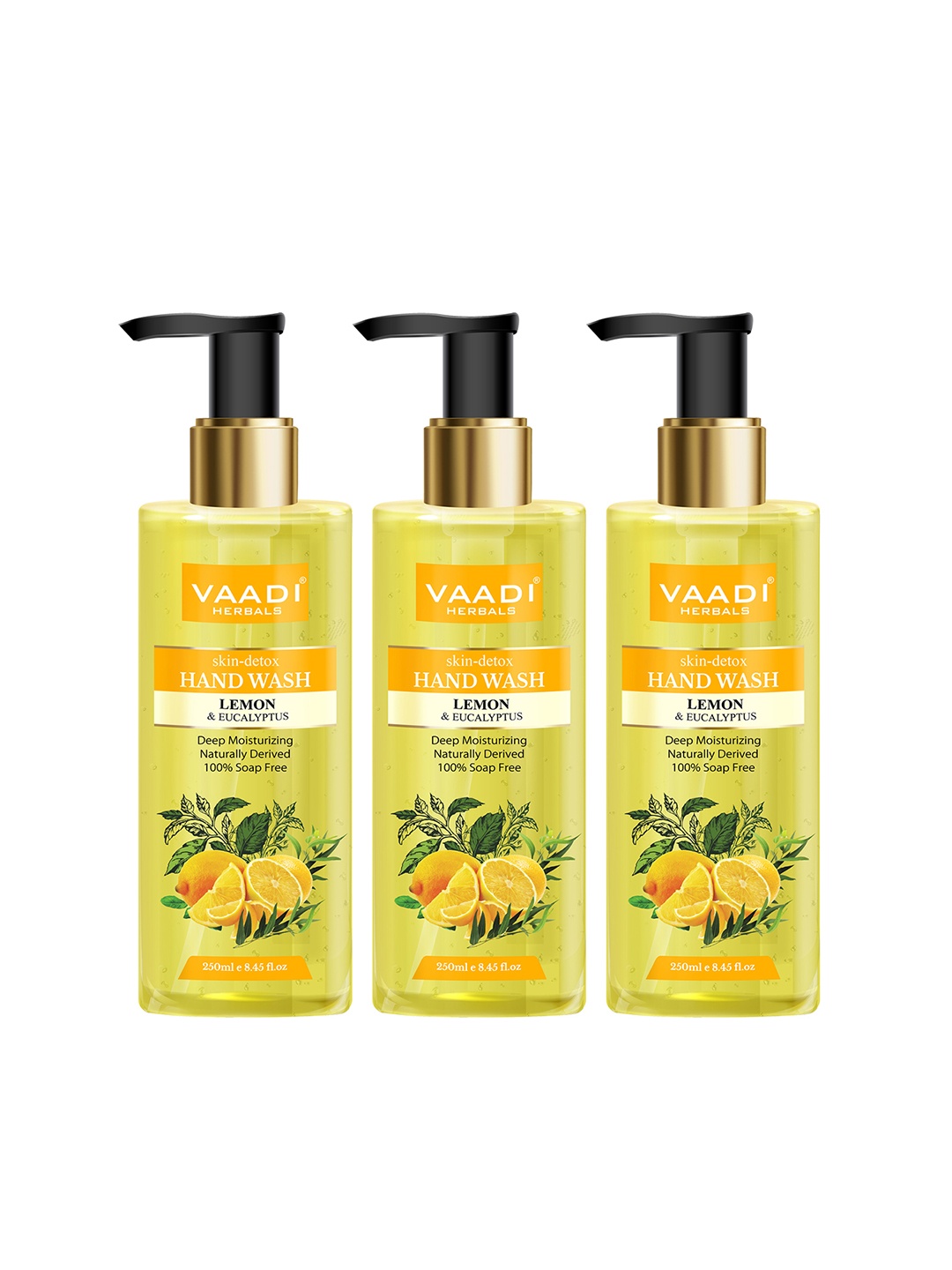 

Vaadi Herbals Set of 3 Skin-Detox Lemon & Eucalyptus Hand Wash - 250 ml Each, Orange