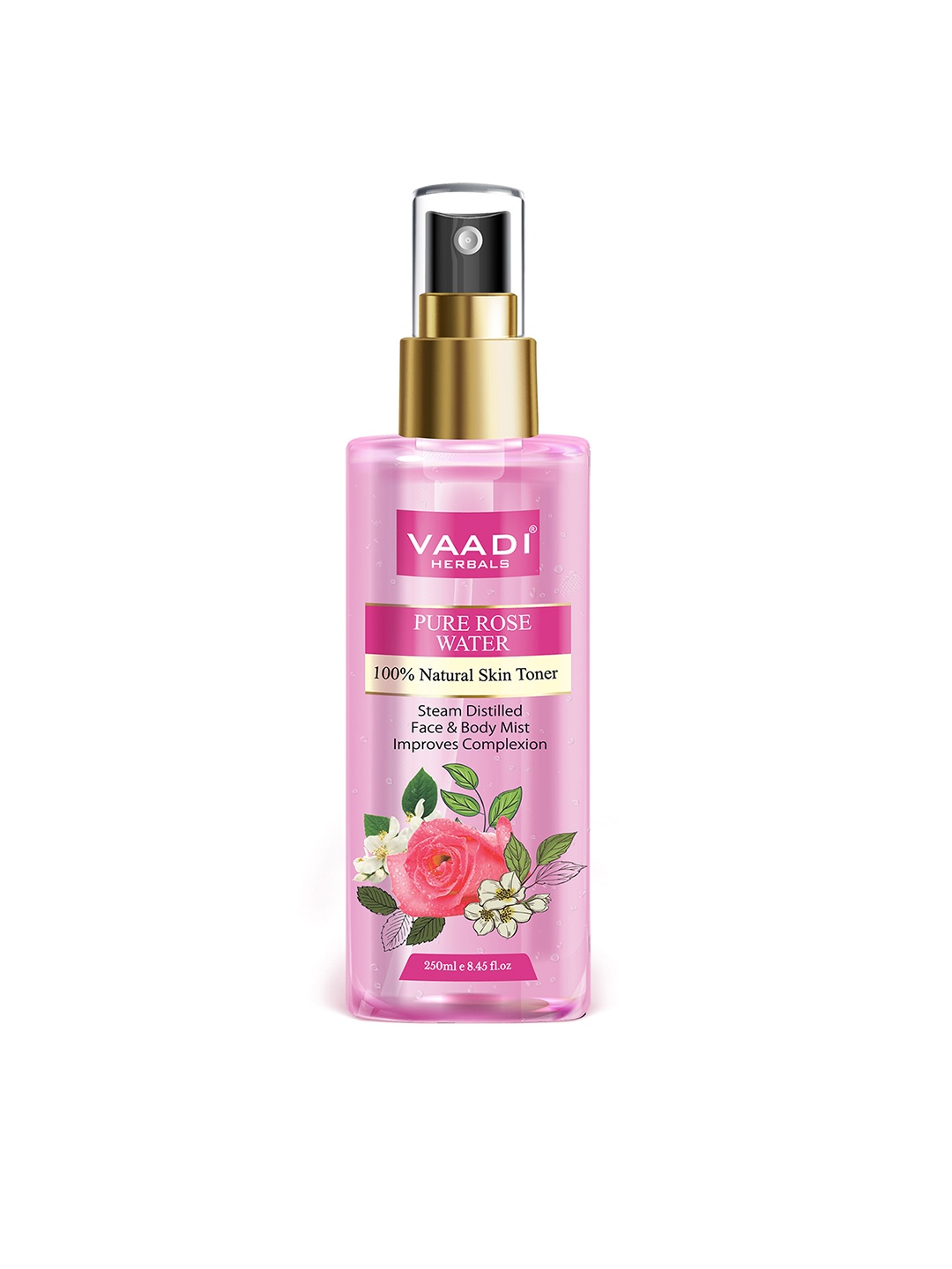 

Vaadi Herbals Pure Rose Water 100% Natural Skin Toner - 250 ml, Pink