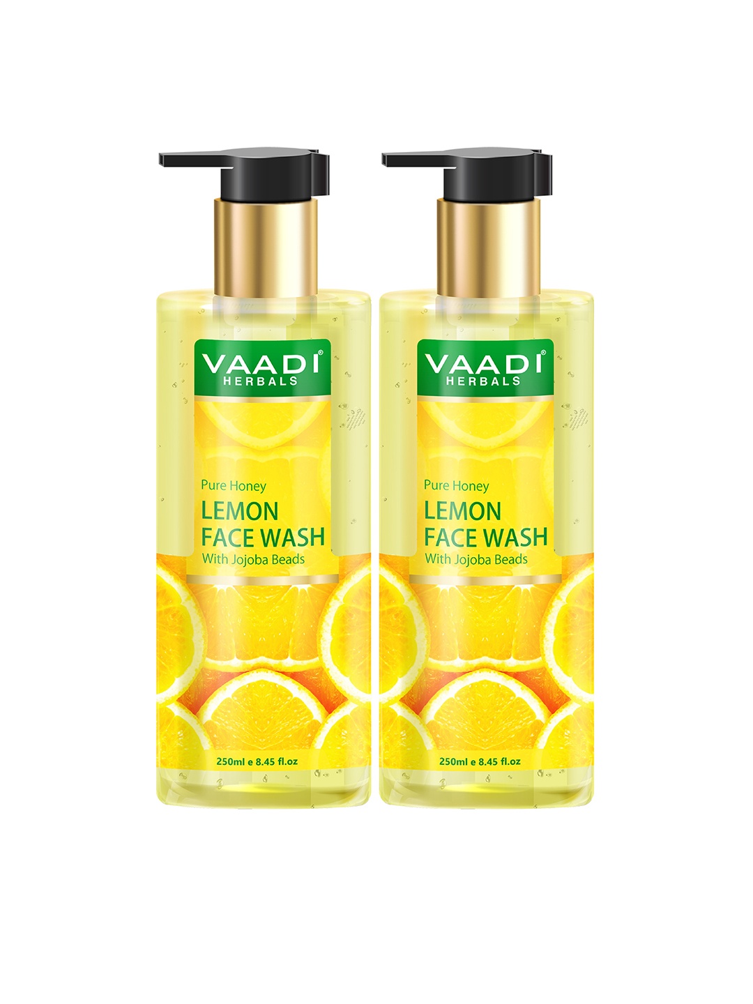

Vaadi Herbals Set of 2 Pure Honey Lemon Face Wash with Jojoba Beads - 250 ml Each, Yellow