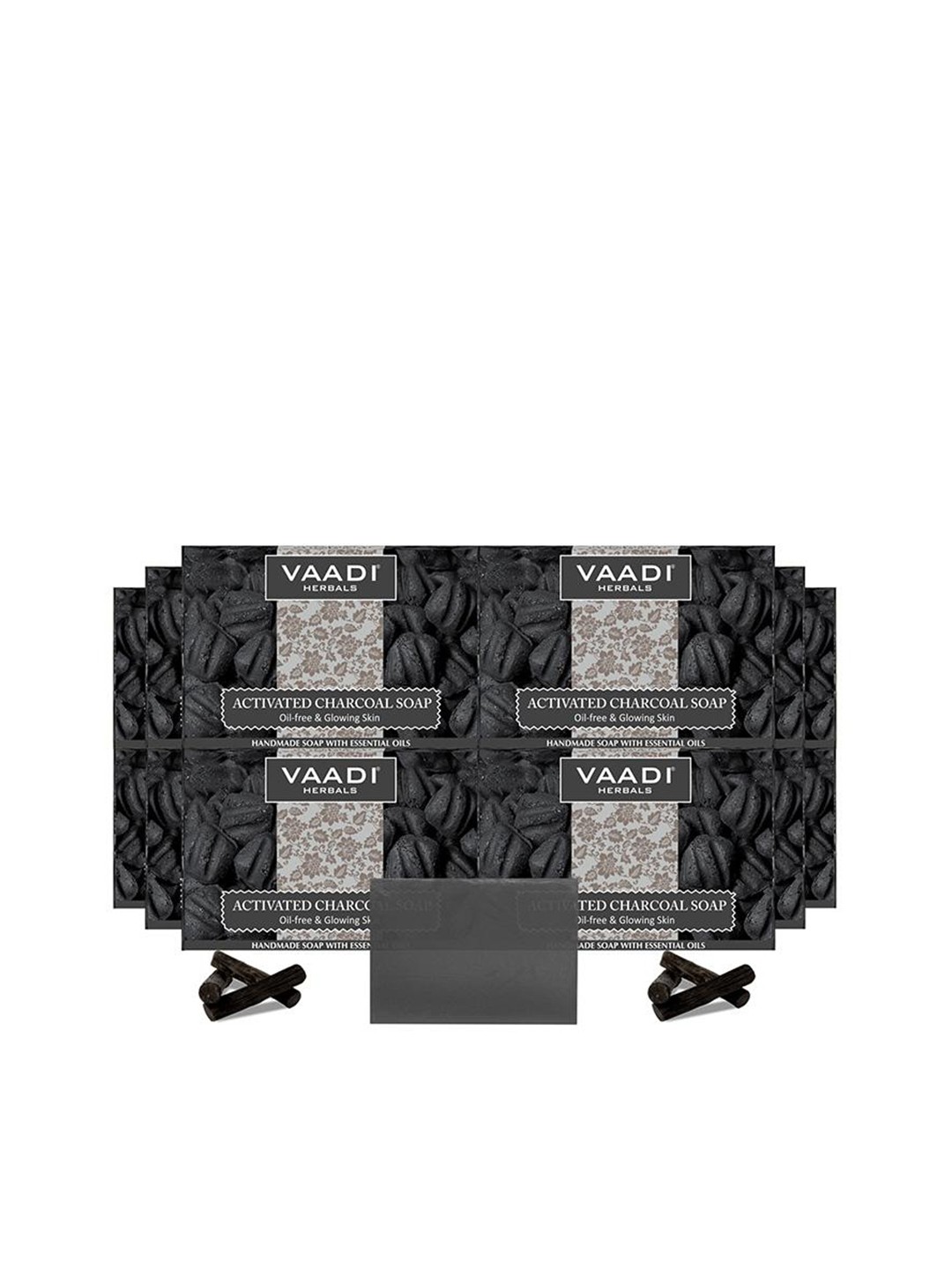 

Vaadi Herbals Set of 12 Activated Charcoal Soaps - 75g each, Black