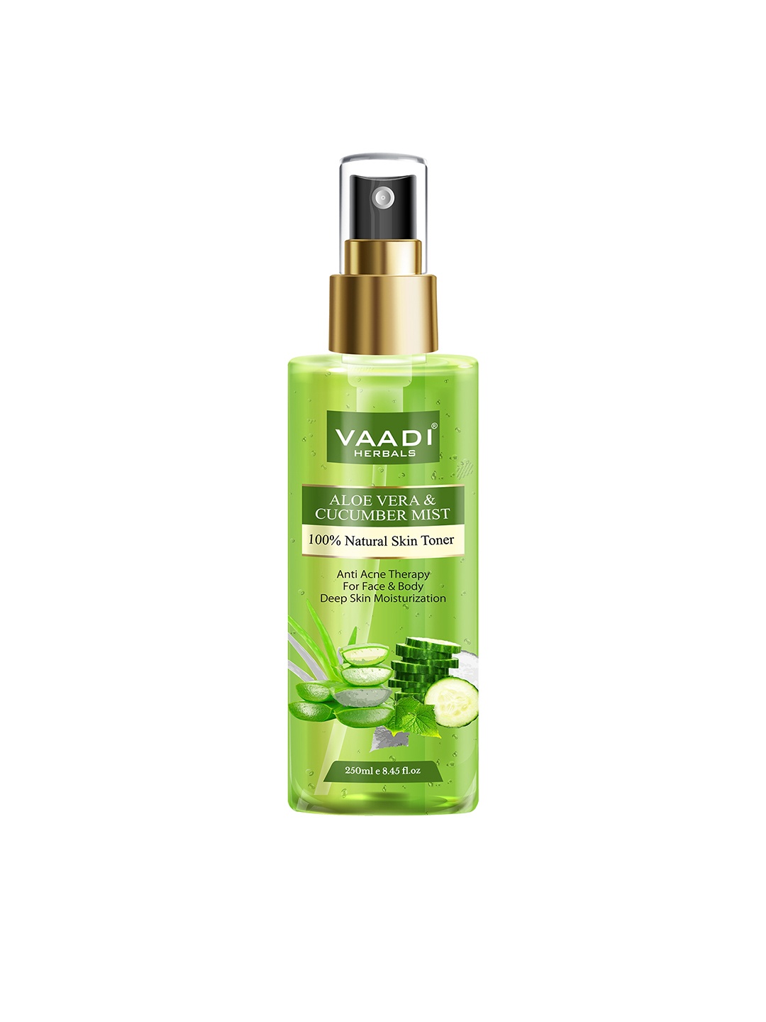 

Vaadi Herbals Aloe Vera & Cucumber Mist Natural Skin Toner - 250 ml, Green