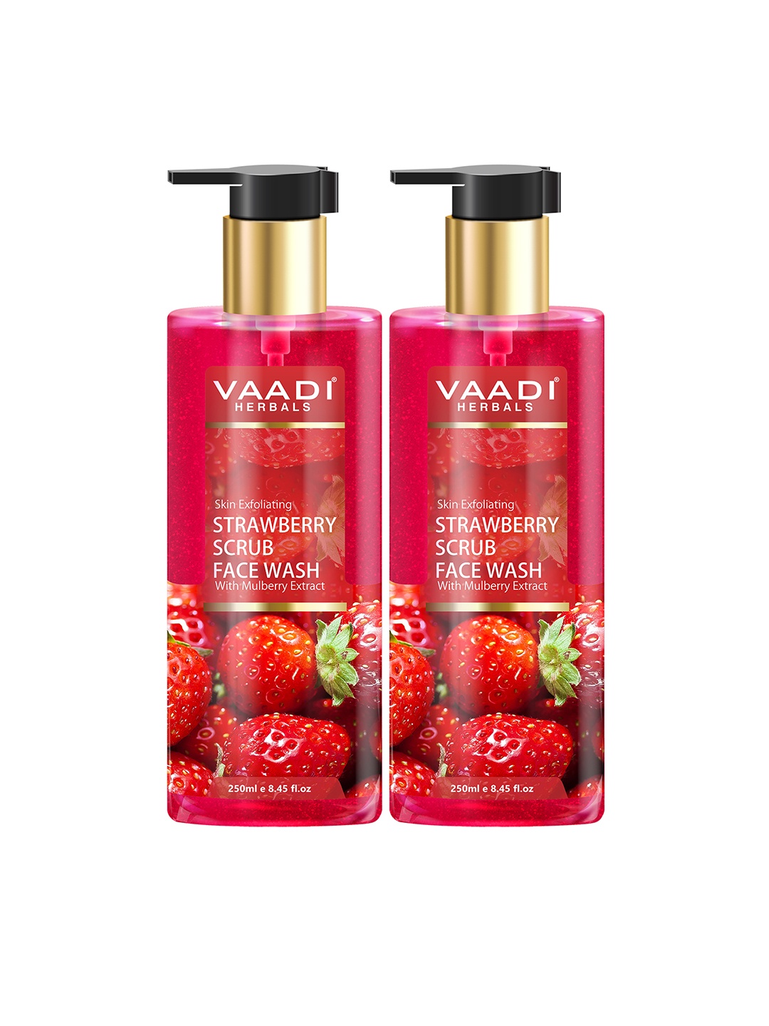 

Vaadi Herbals Set of 2 Strawberry Scrub Face Wash with Mulberry Extract - 250ml each, Red