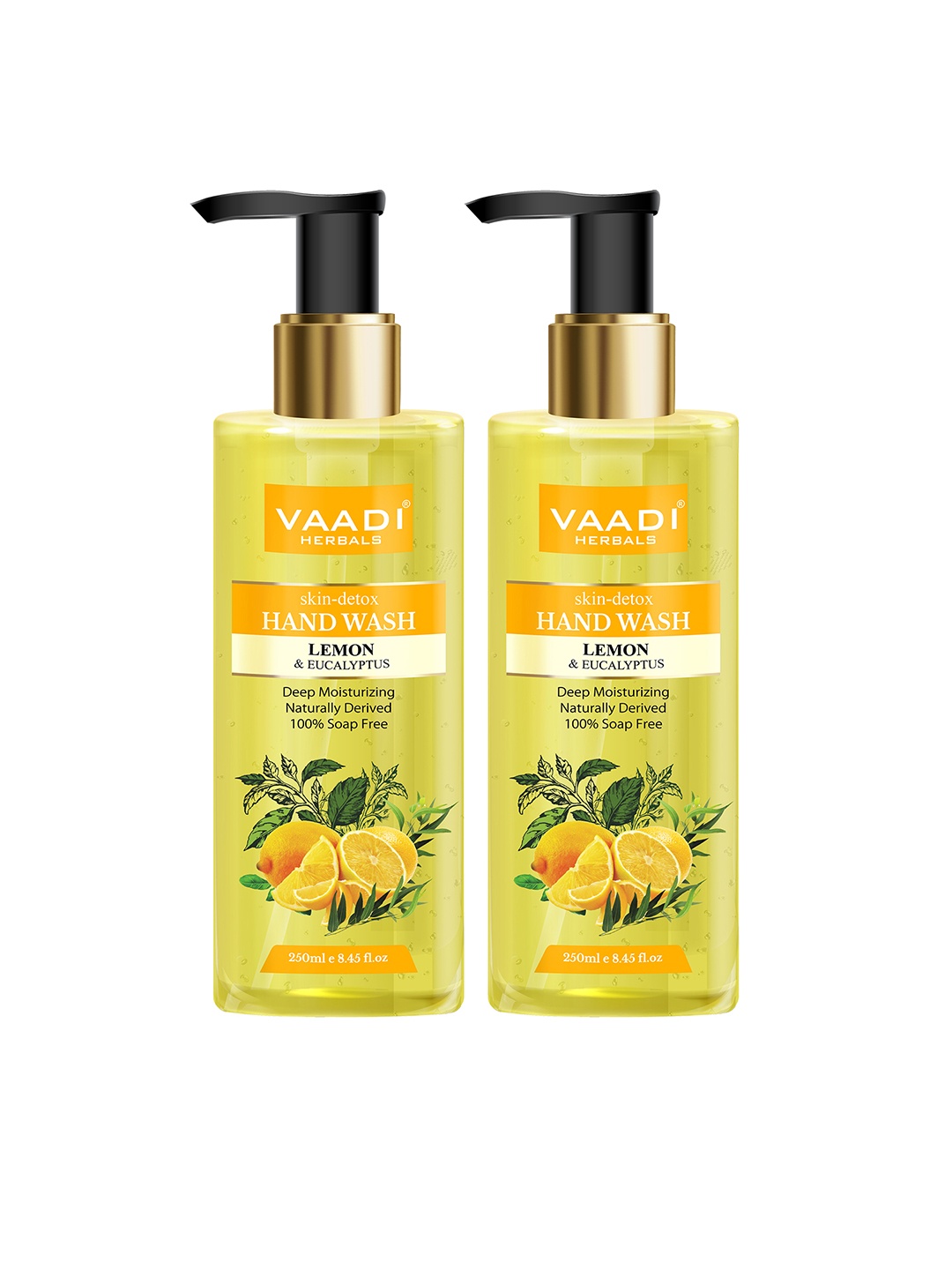 

Vaadi Herbals Set of 2 Skin-Detox Lemon & Eucalyptus Hand Washes - 250ml each, Yellow