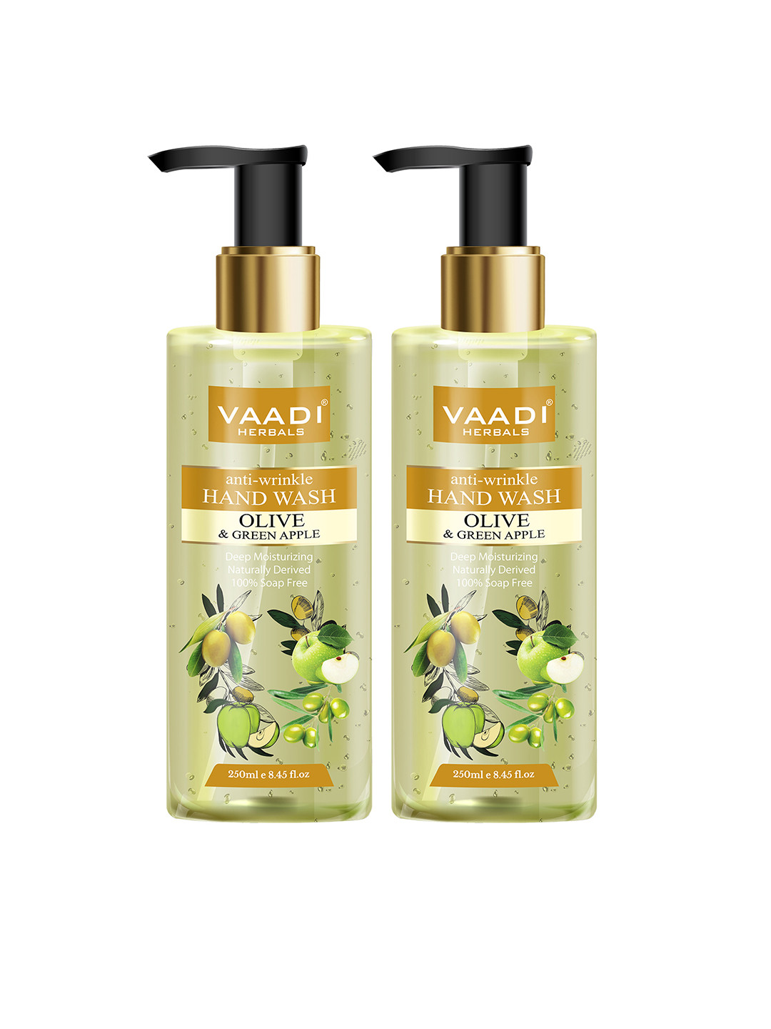 

Vaadi Herbals Set of 2 Anti-Wrinkle Olive & Green Apple Hand Washes - 250ml each