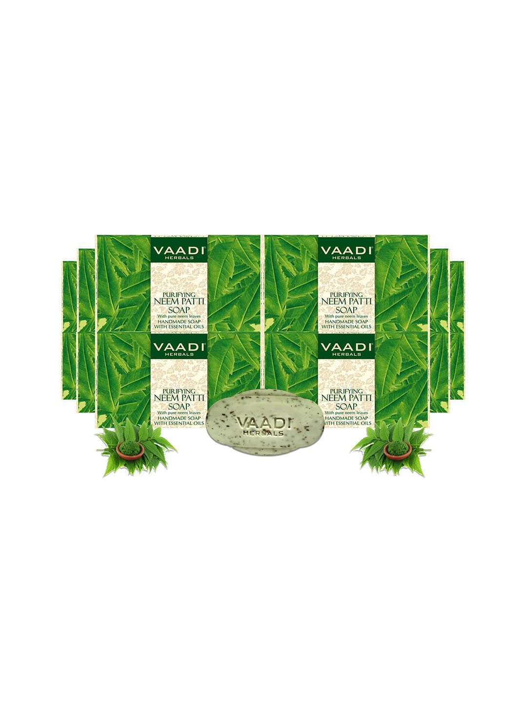 

Vaadi Herbals Set of 12 Purifying Neem Patti Soap - 75 g Each, Green