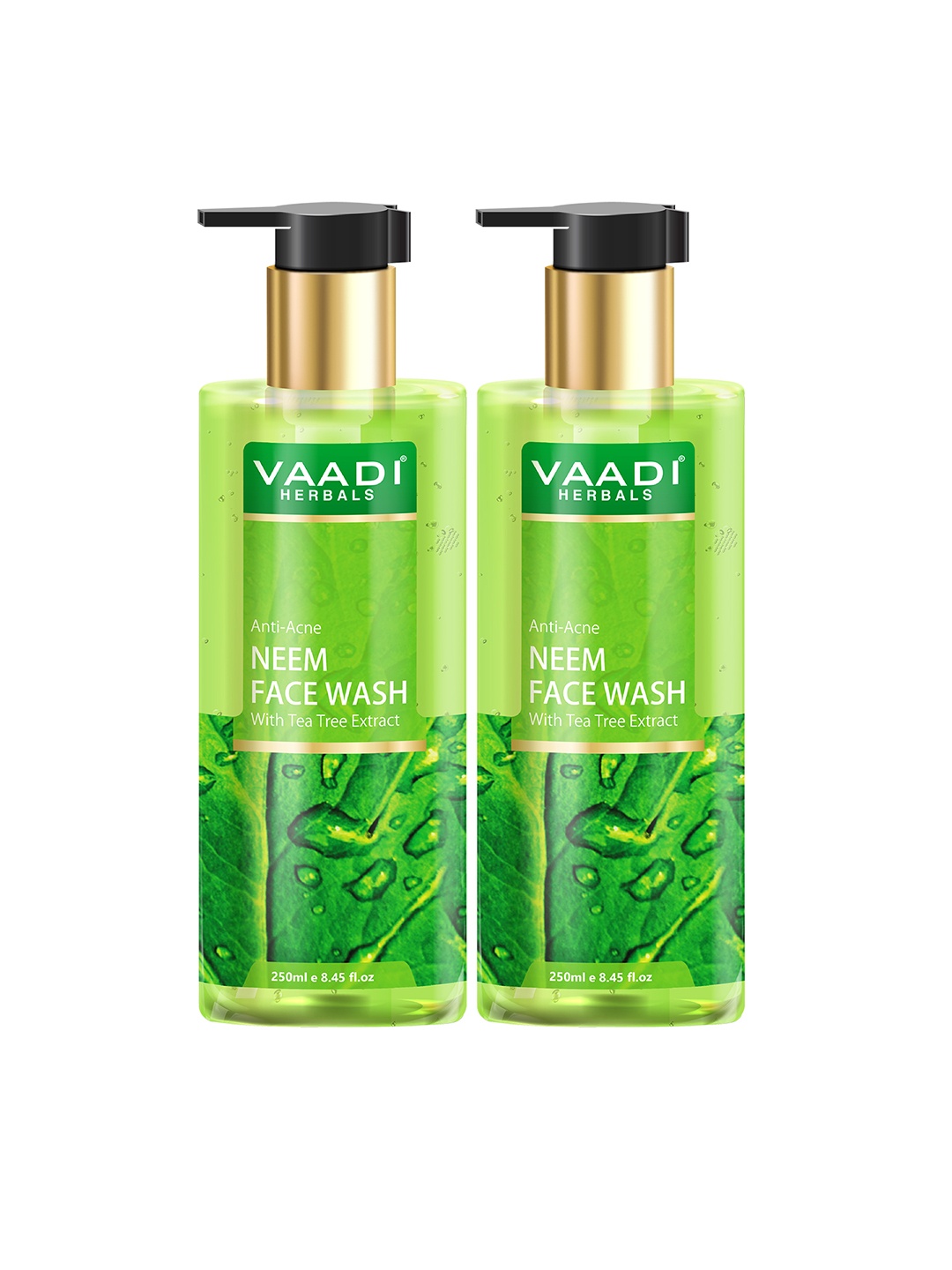 

Vaadi Herbals Set of 2 Anti-Acne Neem Face Wash with Tea Tree Extract - 250 ml Each, Green