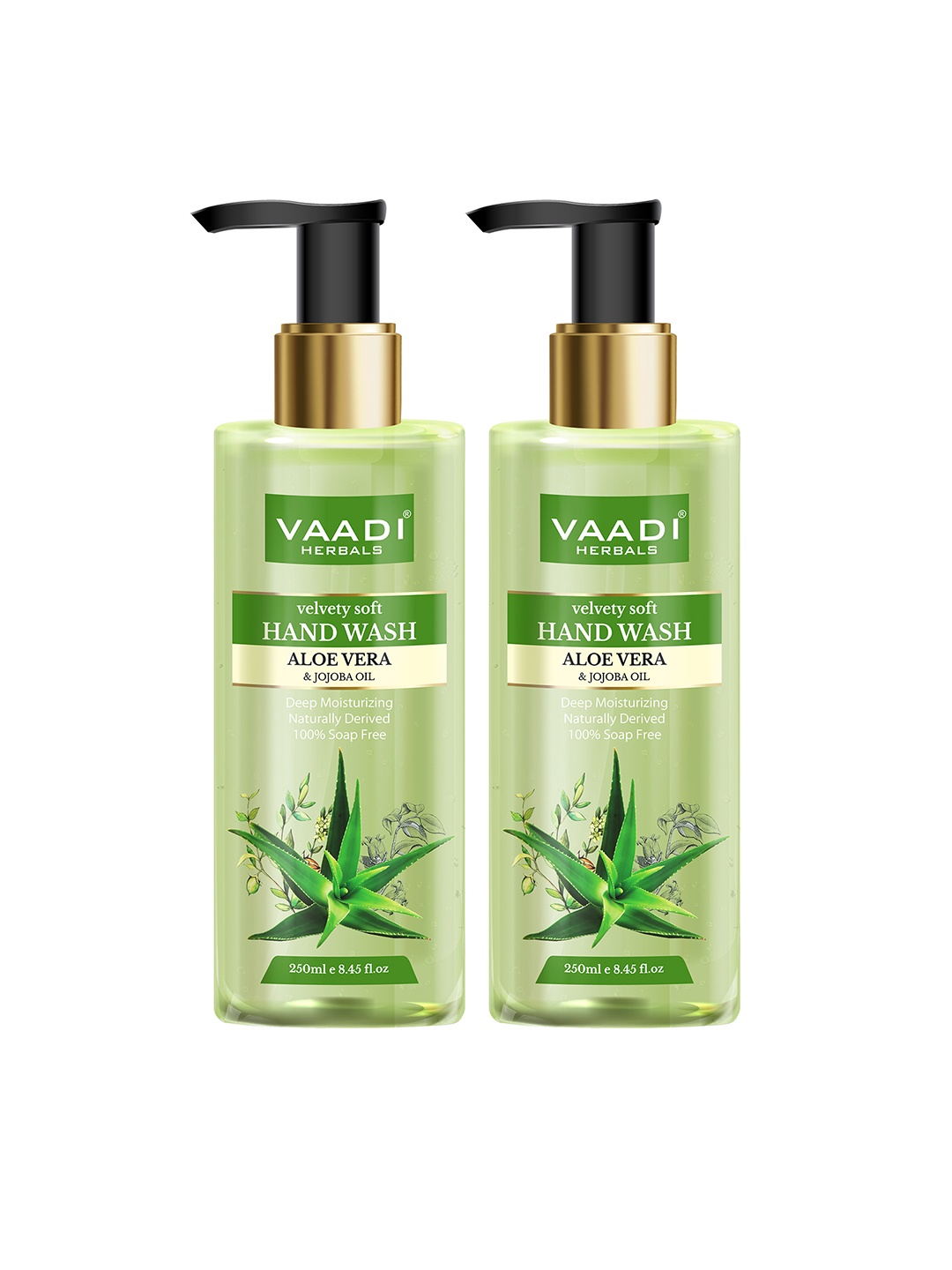 

Vaadi Herbals Set of 2 Velvety Soft Aloe Vera & Jojoba Oil Hand Washes - 250ml each, Green