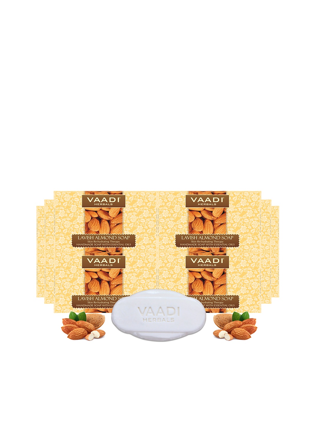 

Vaadi Herbals Set of 12 Lavish Almond Soaps with Skin Re-Hydrating Therapy - 75g each, Beige