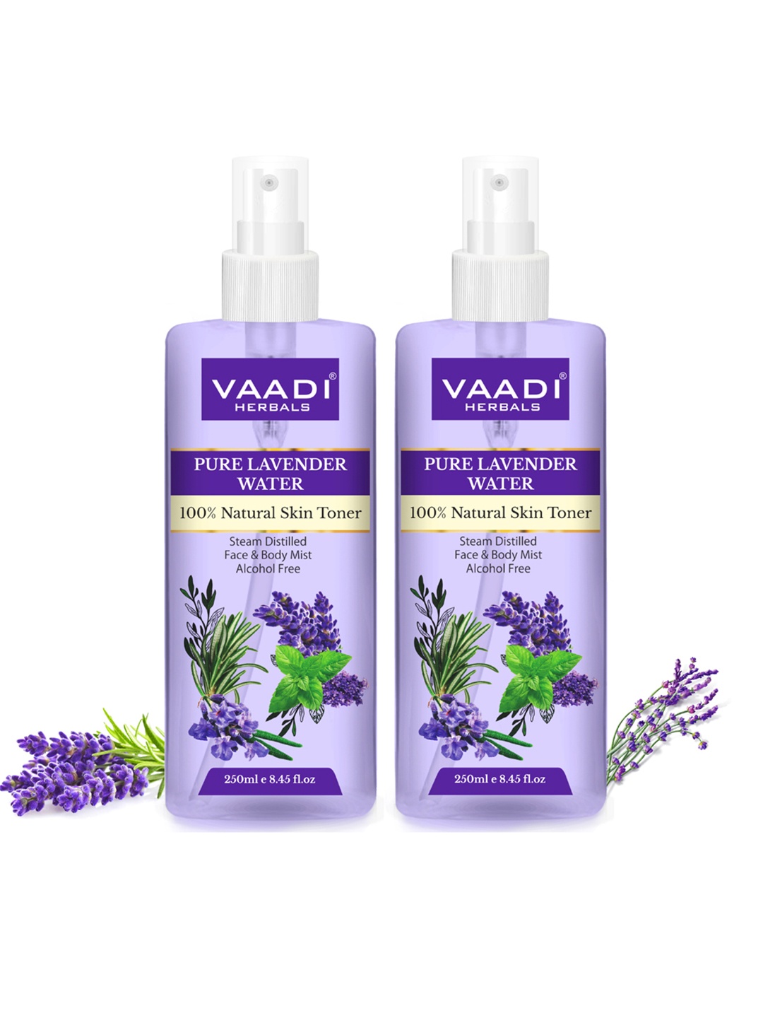 

Vaadi Herbals Set of 2 Lavender Water - 100% Natural & Pure Skin Toners - 250ml each