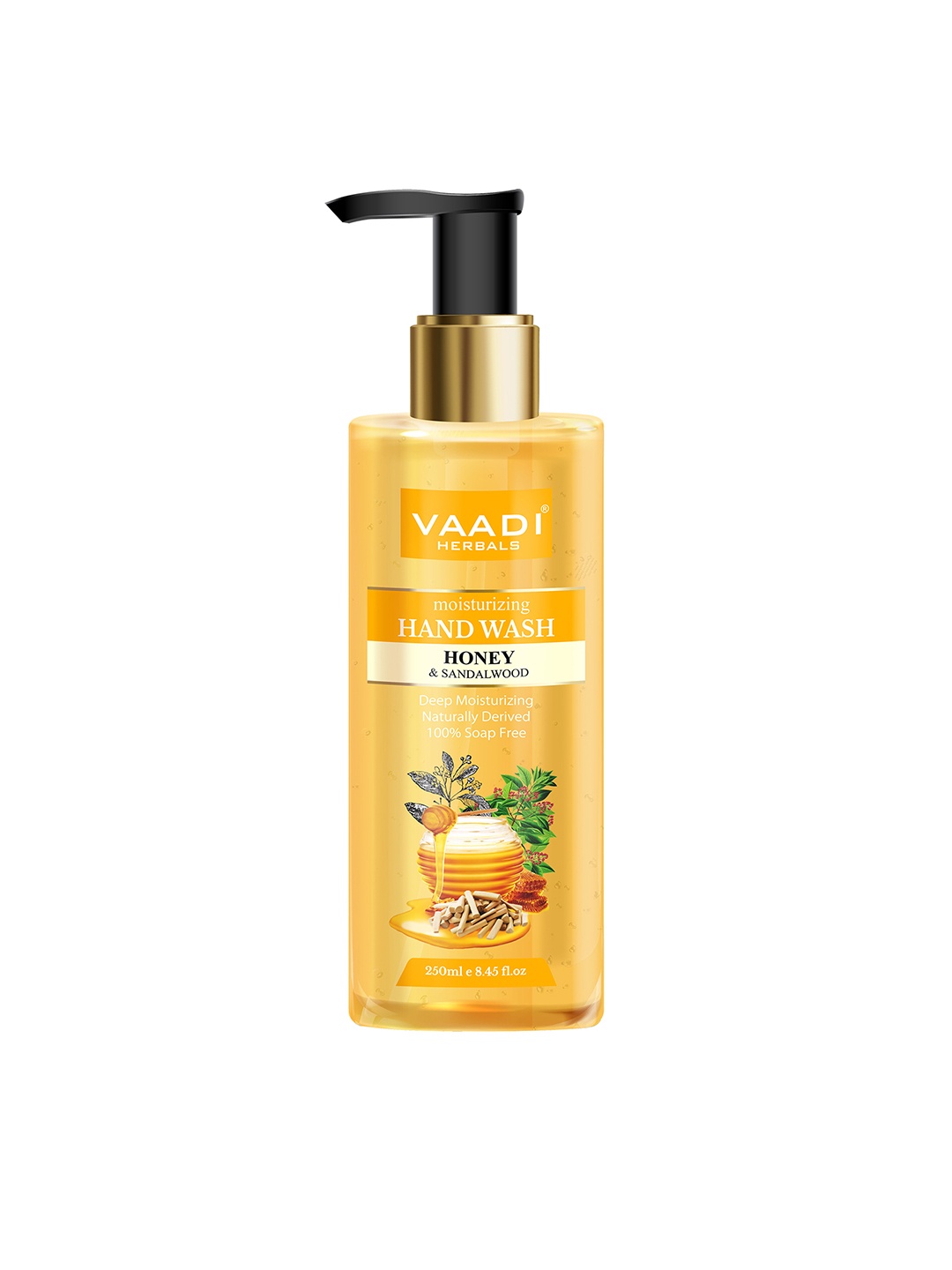 

Vaadi Herbals Deep Moisturizing Honey & Sandalwood Hand Wash 250 ml, Yellow