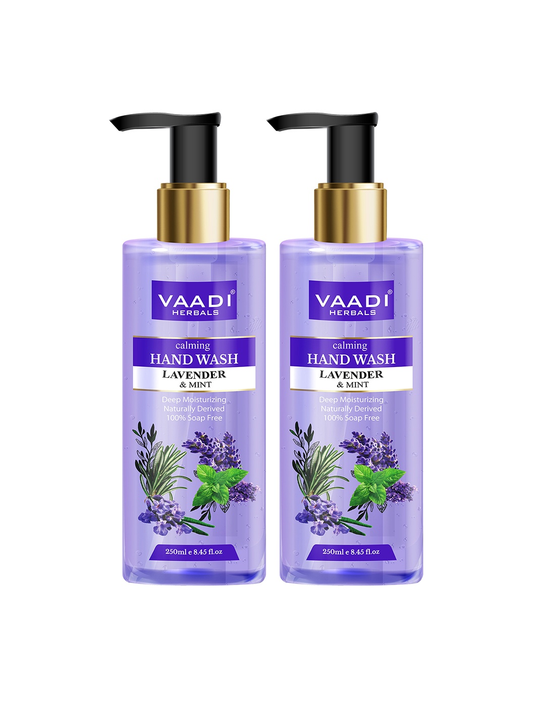 

Vaadi Herbals Set of 2 Calming Lavender & Mint Hand Wash 250 ml each, Purple