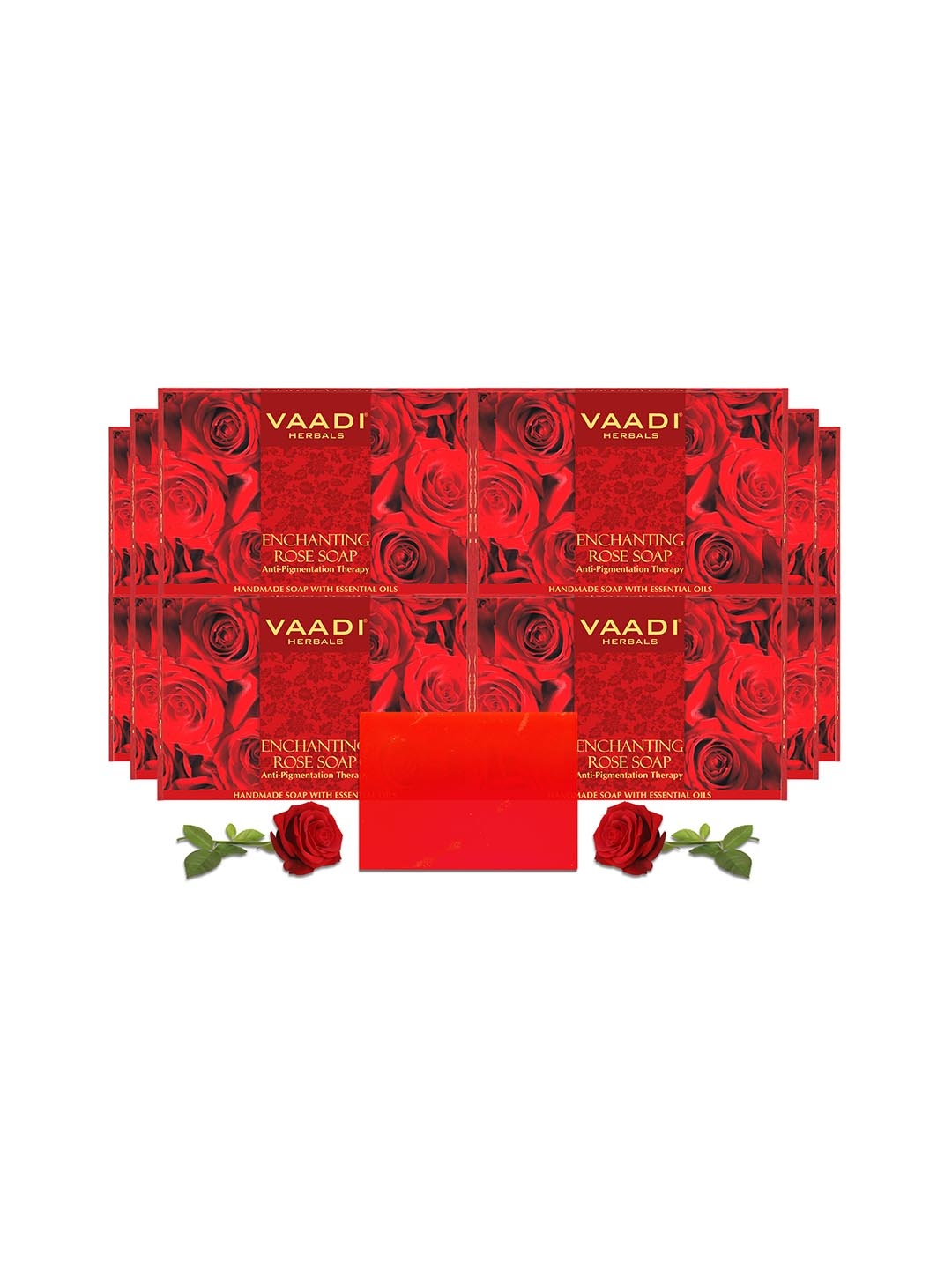 

Vaadi Herbals Set of 12 Enchanting Rose Soap with Mulberry Extract 75 g each, Red