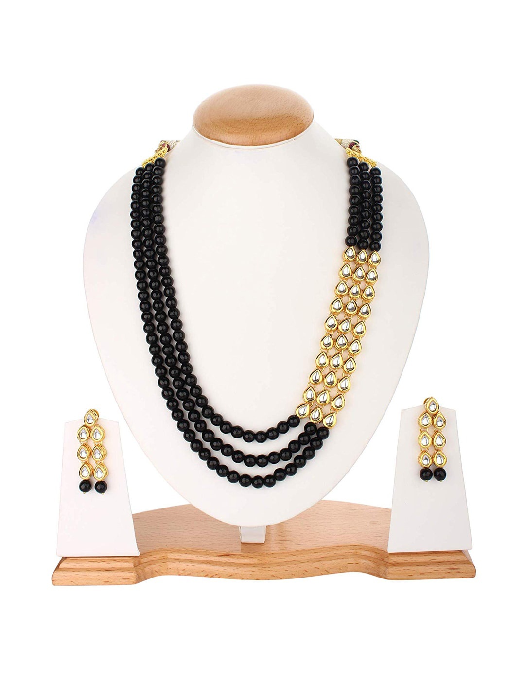 

Runjhun Gold-Toned & Gold-Plated Kundan Studded Layered Jewellery Set