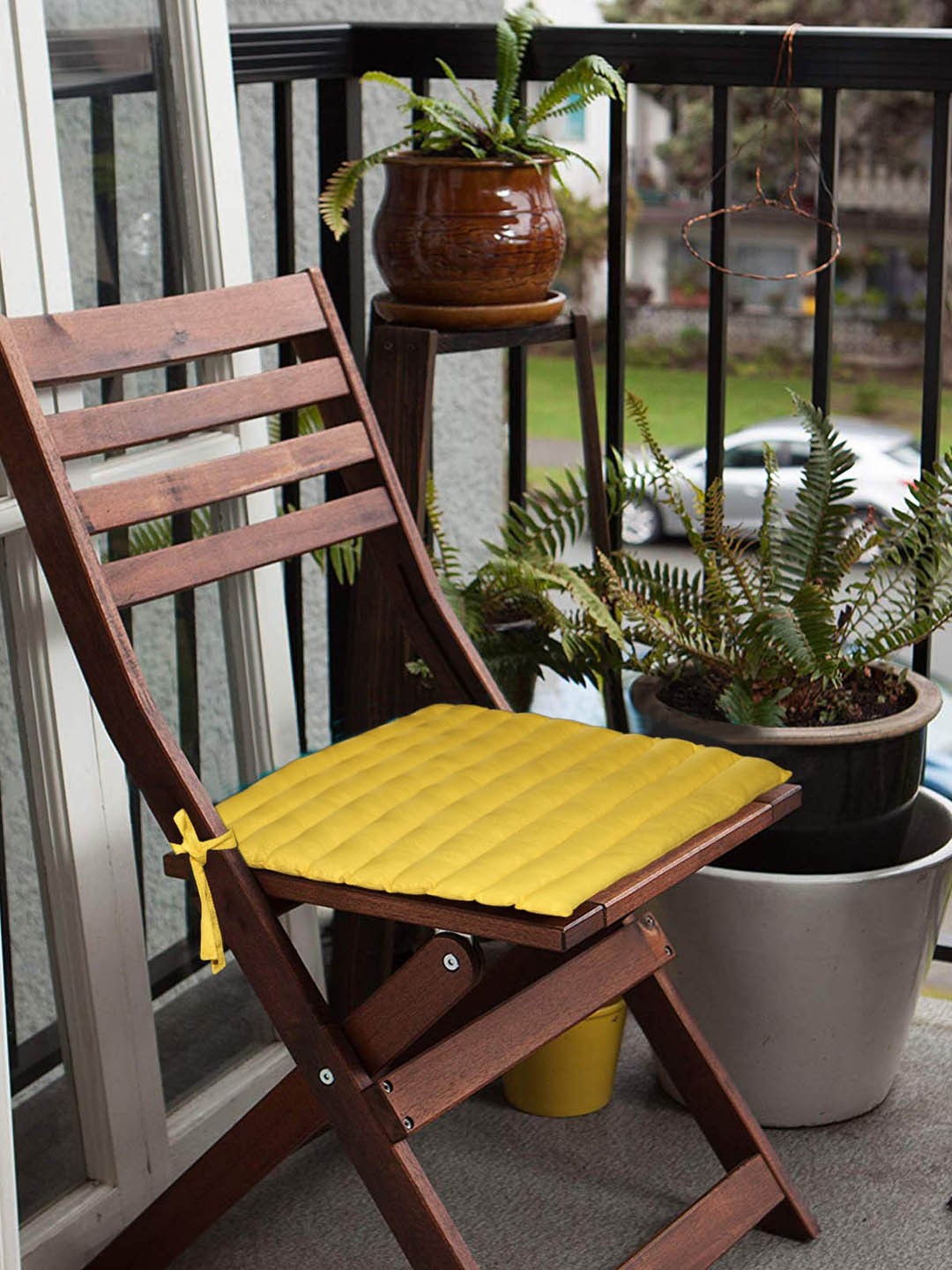 

Lushomes Set Of 2 Yellow Solid Square Chair Pads