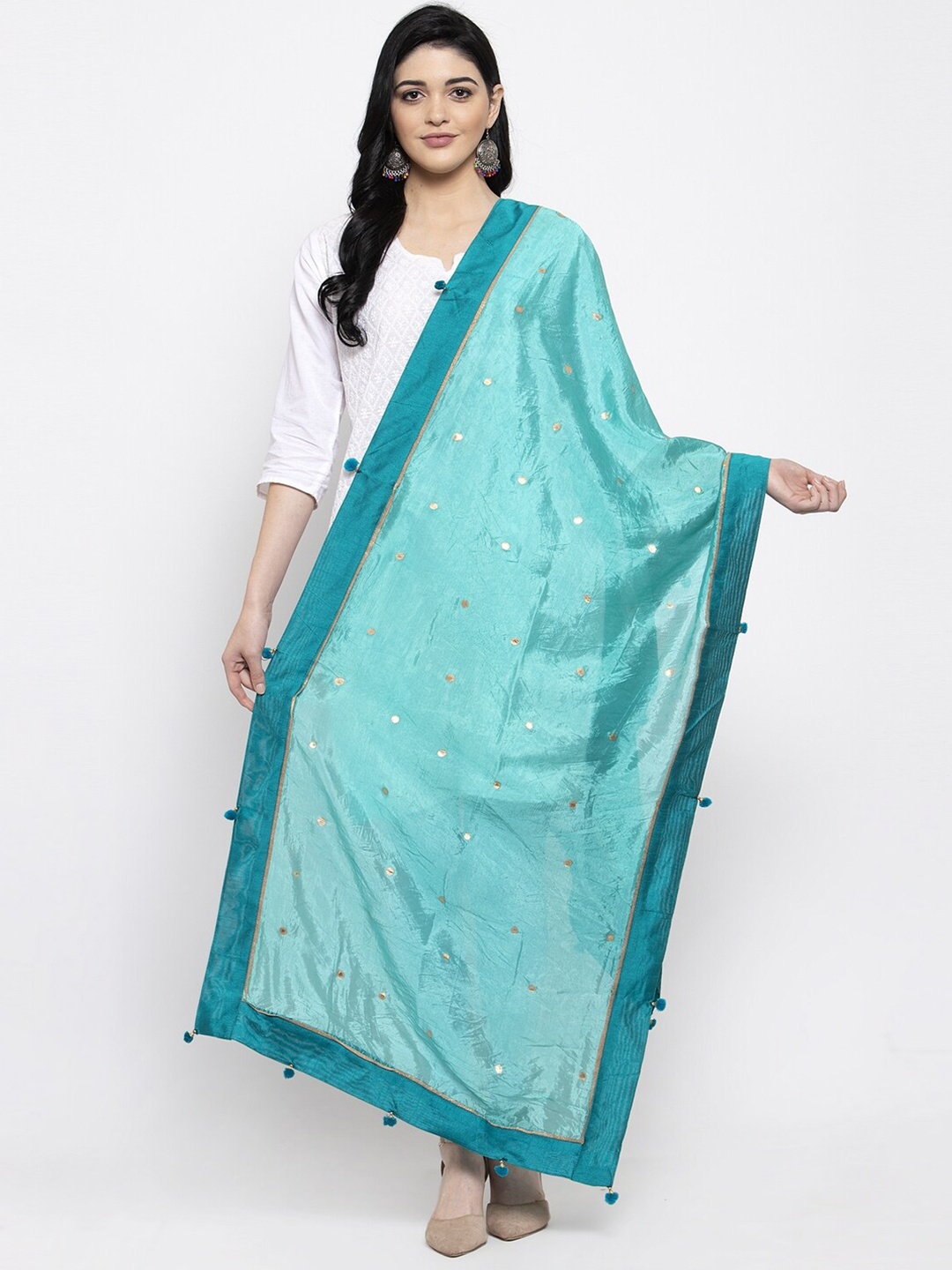 

Clora Creation Turquoise Blue Printed Dupatta