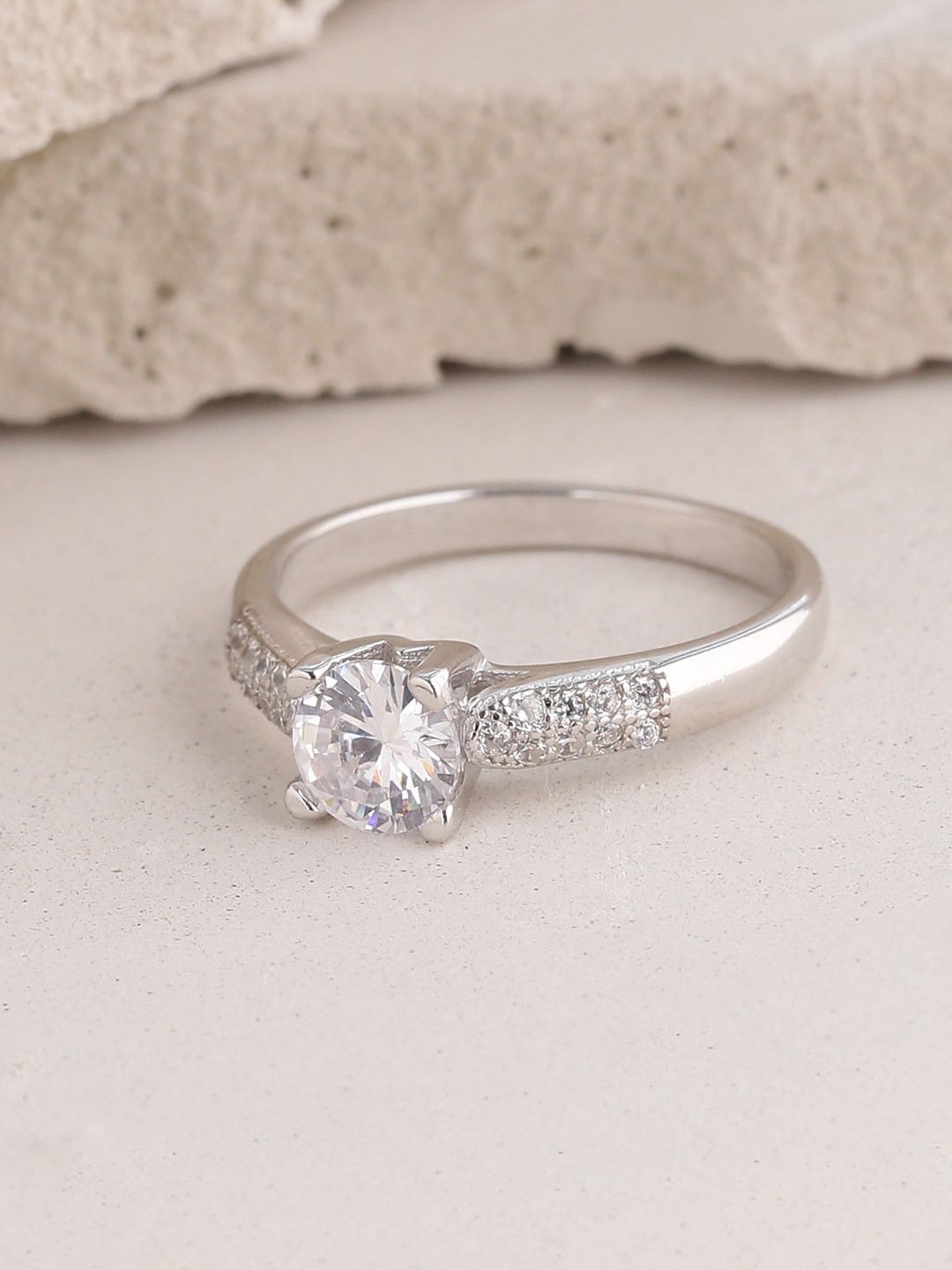 

ADORN by Nikita Ladiwala 925 Sterling Silver & White CZ-Stone Embellished Finger Ring
