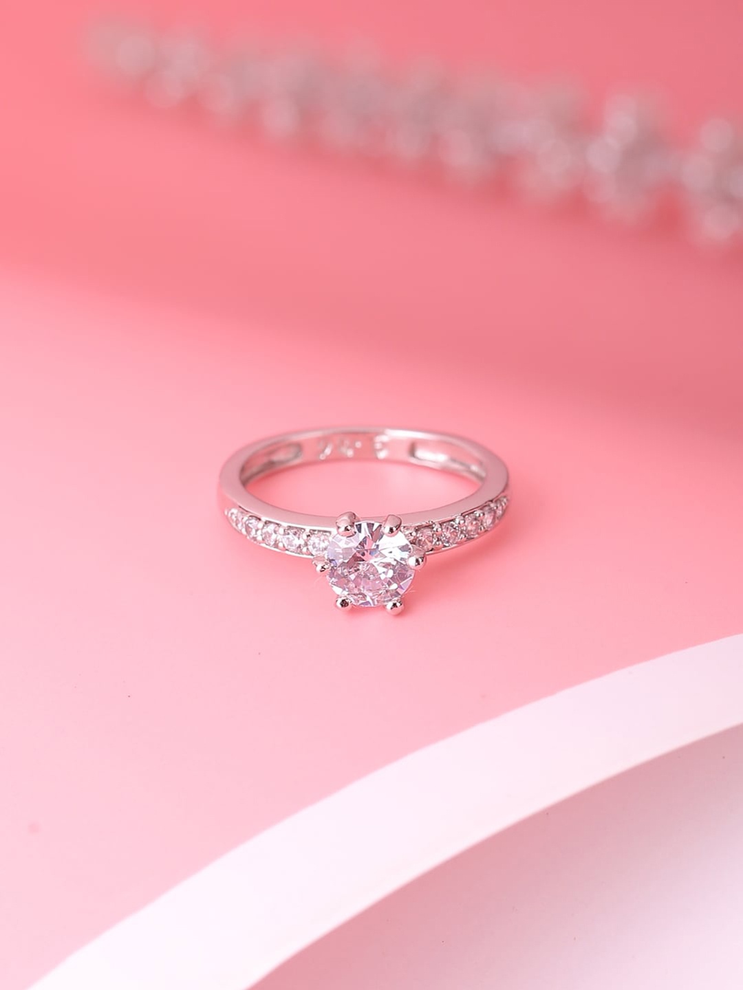 

ADORN by Nikita Ladiwala 92.5% Sterling Silver-Toned & White CZ-Studded Finger Ring