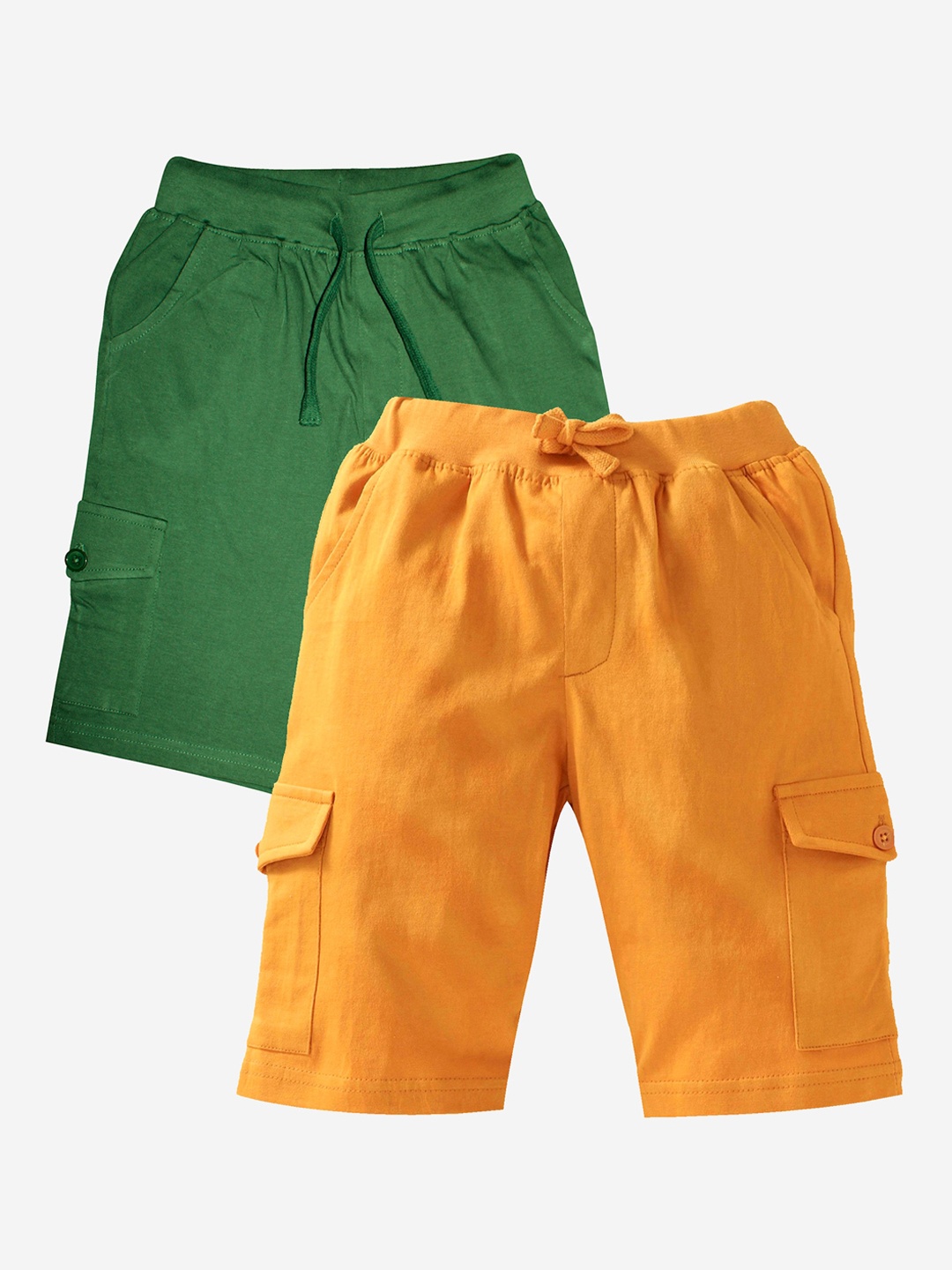 

KiddoPanti Boys Green & Yellow Pack of 2 Cargo Shorts