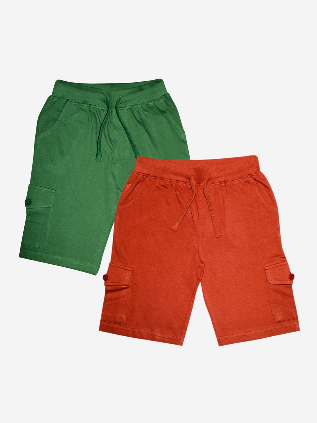 

KiddoPanti Boys Pack of 2 Green & Brown Cargo Shorts