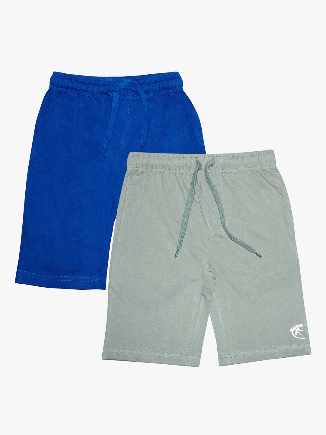 

KiddoPanti Boys Pack of 2 Blue & Grey Solid Cotton Regular Shorts