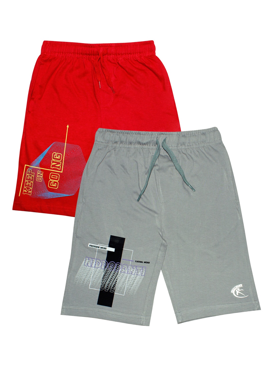 

KiddoPanti Boys Pack of 2 Printed Shorts, Grey