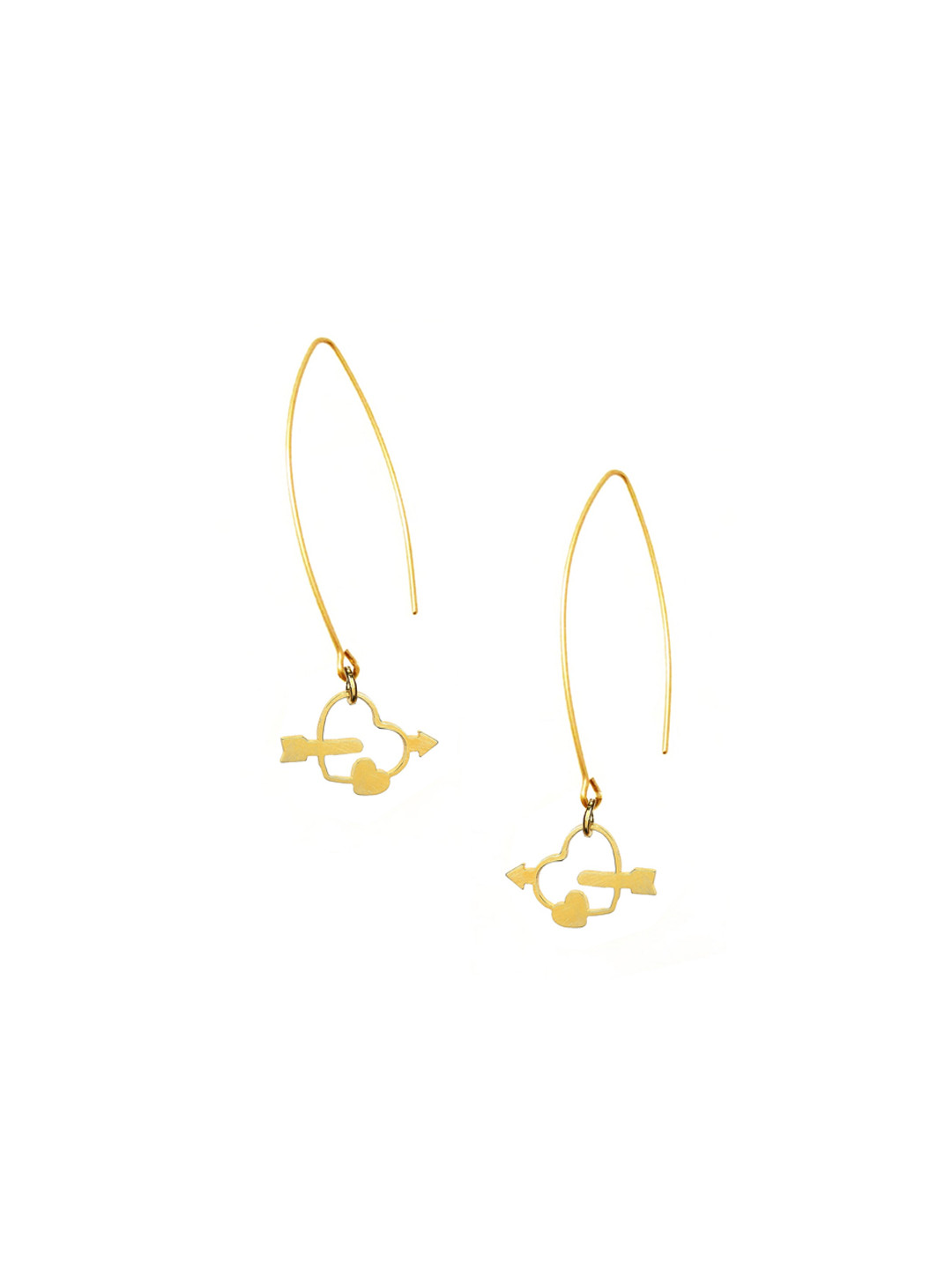 

Goldnera Gold-Toned Heart Shaped Drop Earrings