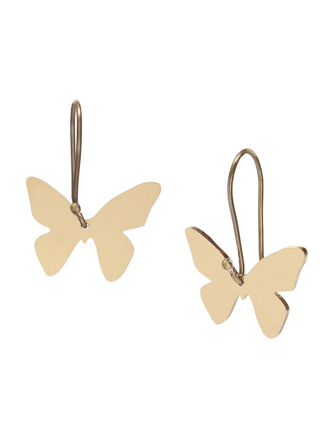 

Goldnera Gold-Toned Contemporary Delicate Butterfly Charm Drop Earrings