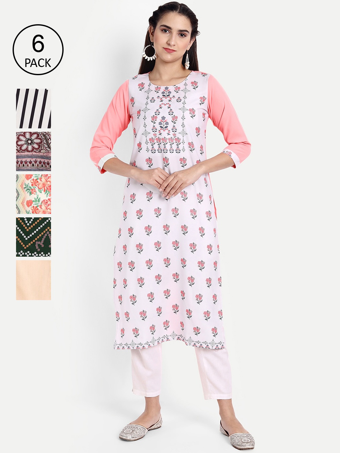 

Ethnic basket Women Multicoloured Floral Printed Floral Crepe Kurta, Multi