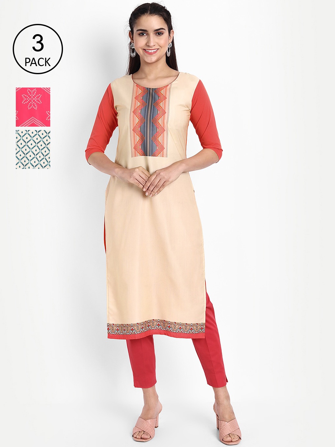 

Ethnic basket Women Multicoloured Ethnic Motifs Printed Crepe Kurta, Multi