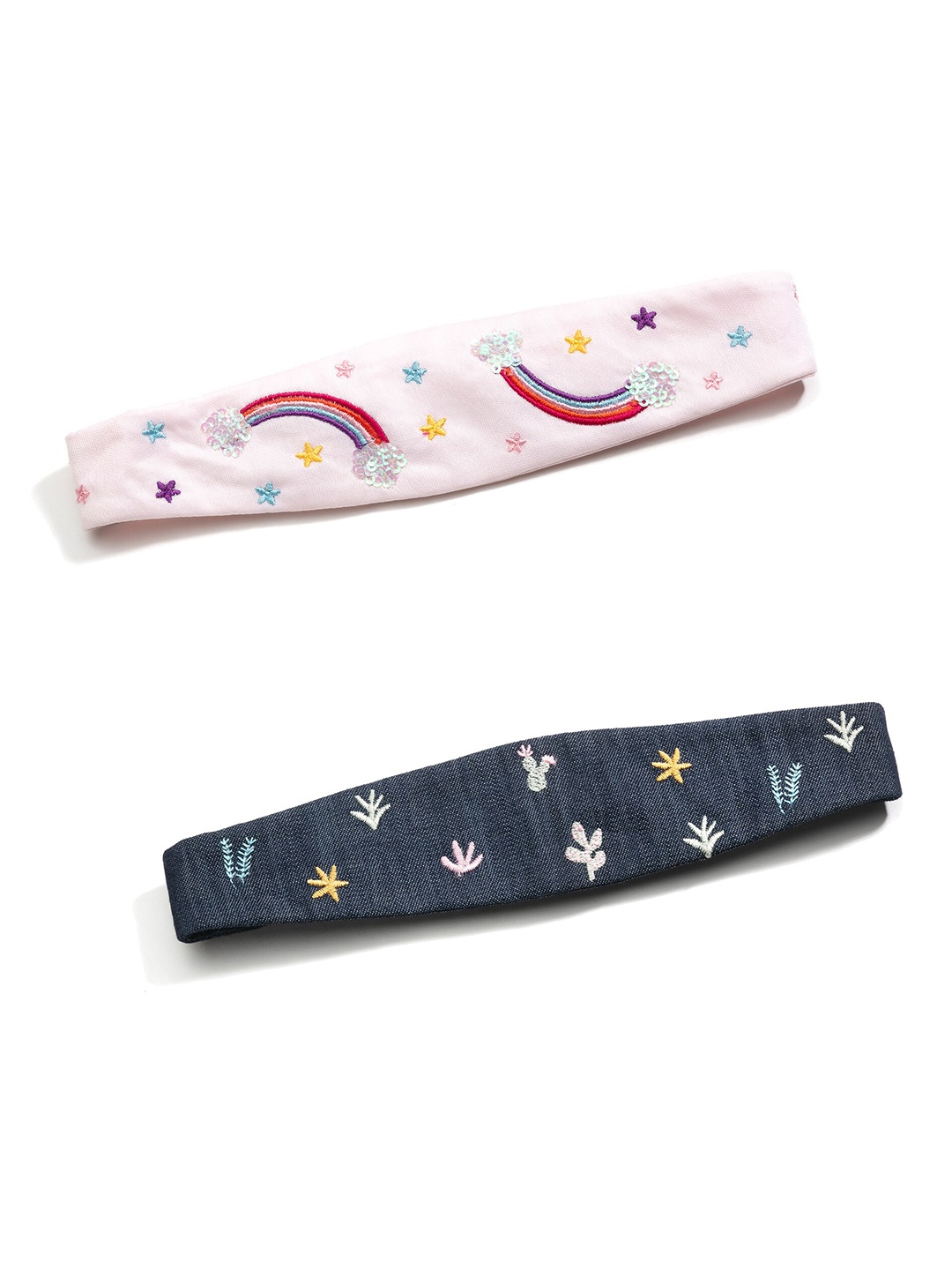 

MASQ Girls Set of 2 Blue & Peach-Coloured Hairband