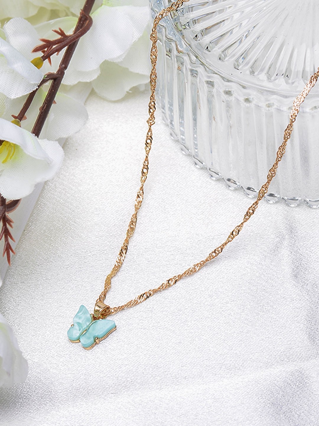 

POPLINS Blue & Gold-Toned Butterfly Chain
