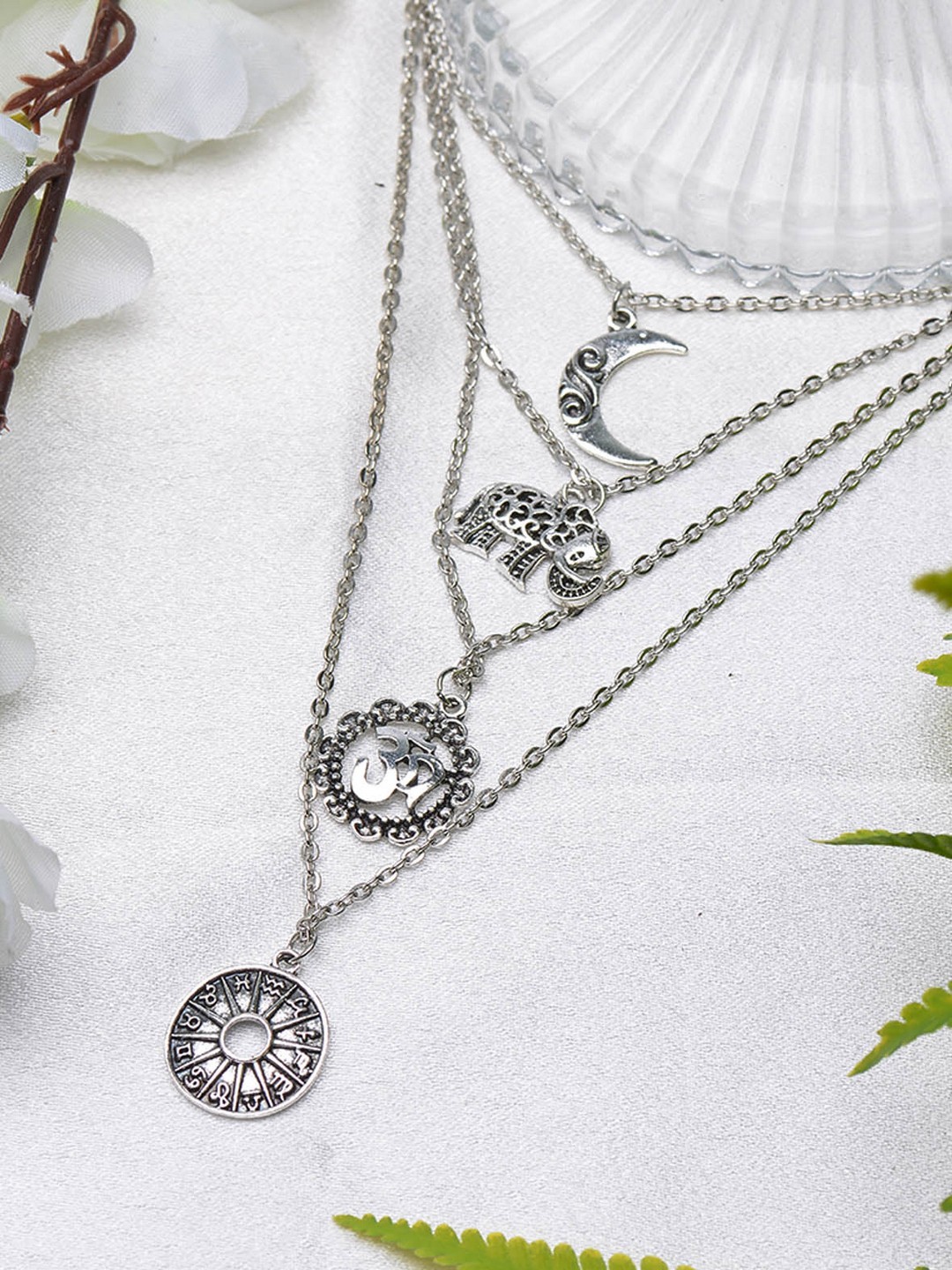 

POPLINS Silver-Toned Silver-Plated Layered Chain