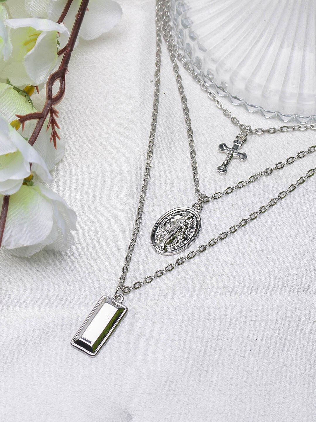 

POPLINS Silver-Toned & Silver-Plated Layered Chain