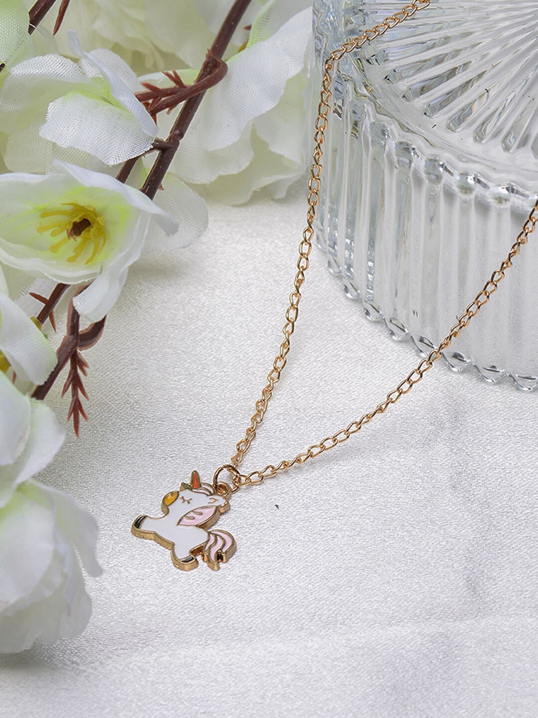 

POPLINS White & Pink Unicorn Pendant Chain