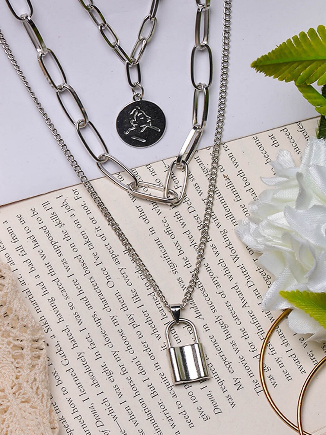 

POPLINS Silver-Toned & Silver-Plated Layered Chain