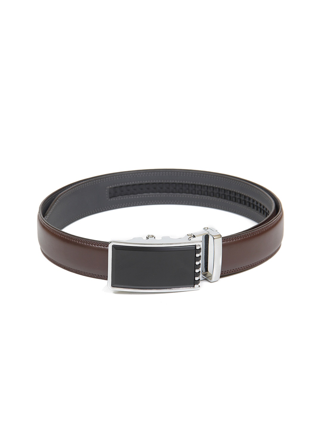 

Calvadoss Men Brown & Silver Textured PU Belt