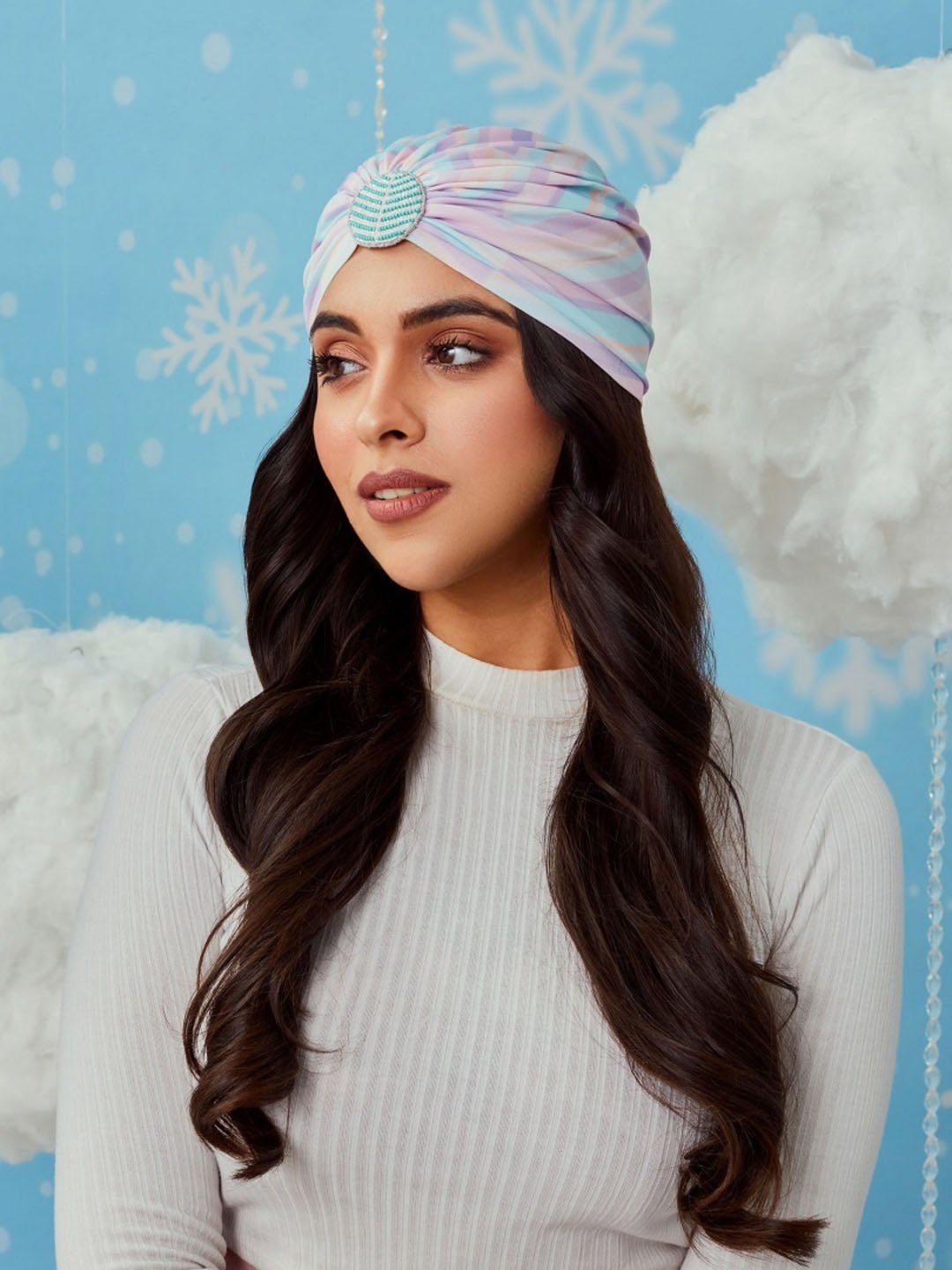 

HAIR DRAMA CO. Women Lavender & Pink Embellished Turban Hairband