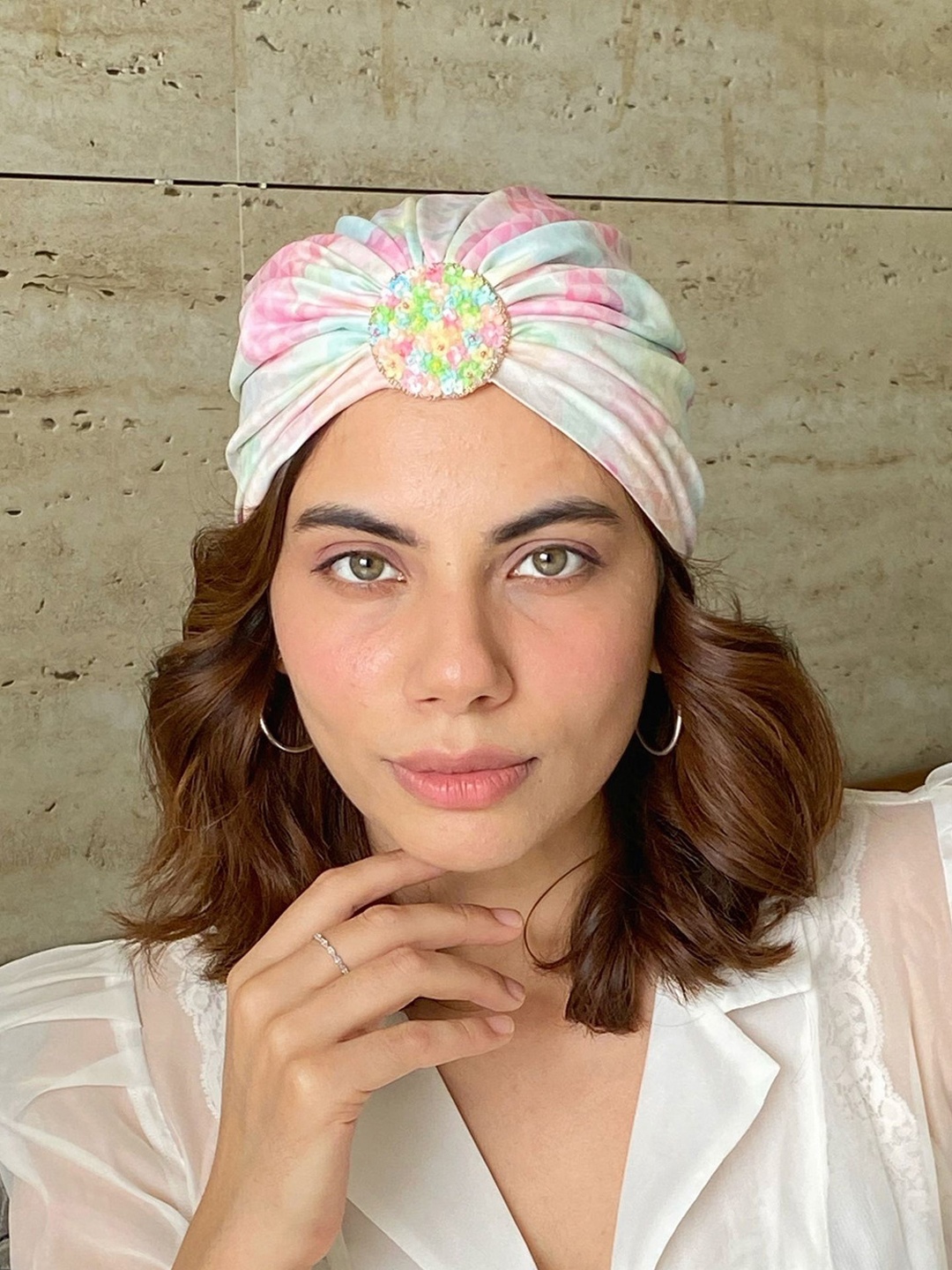 

HAIR DRAMA CO. Women Pink & Blue Printed Turban