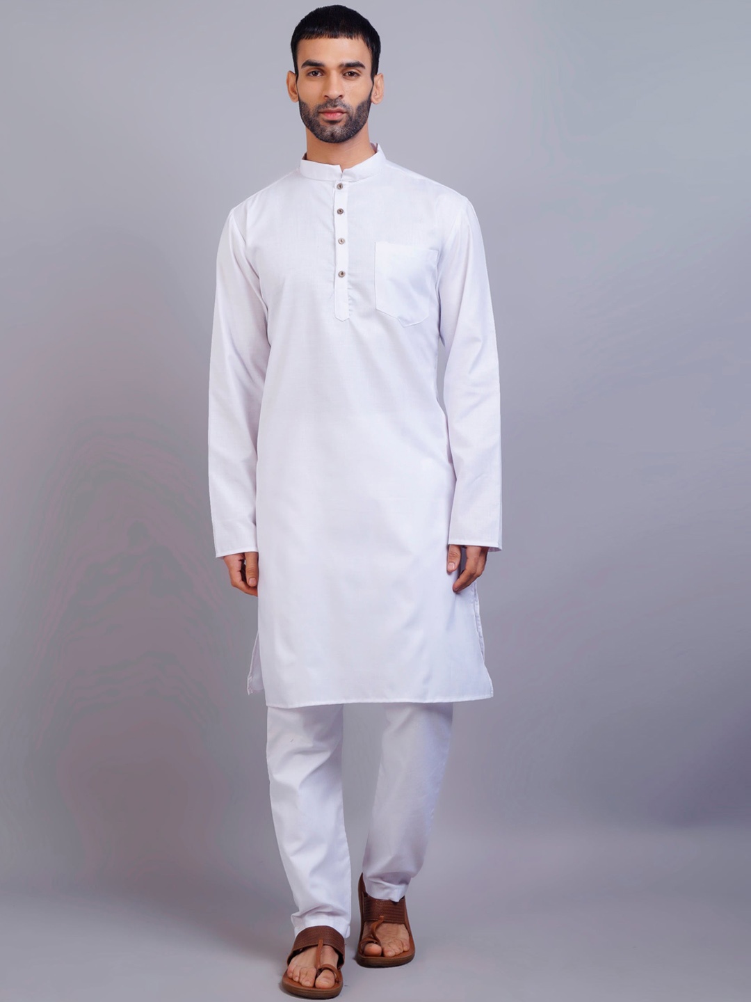 

GRACIT Men White Thread Work Kurta