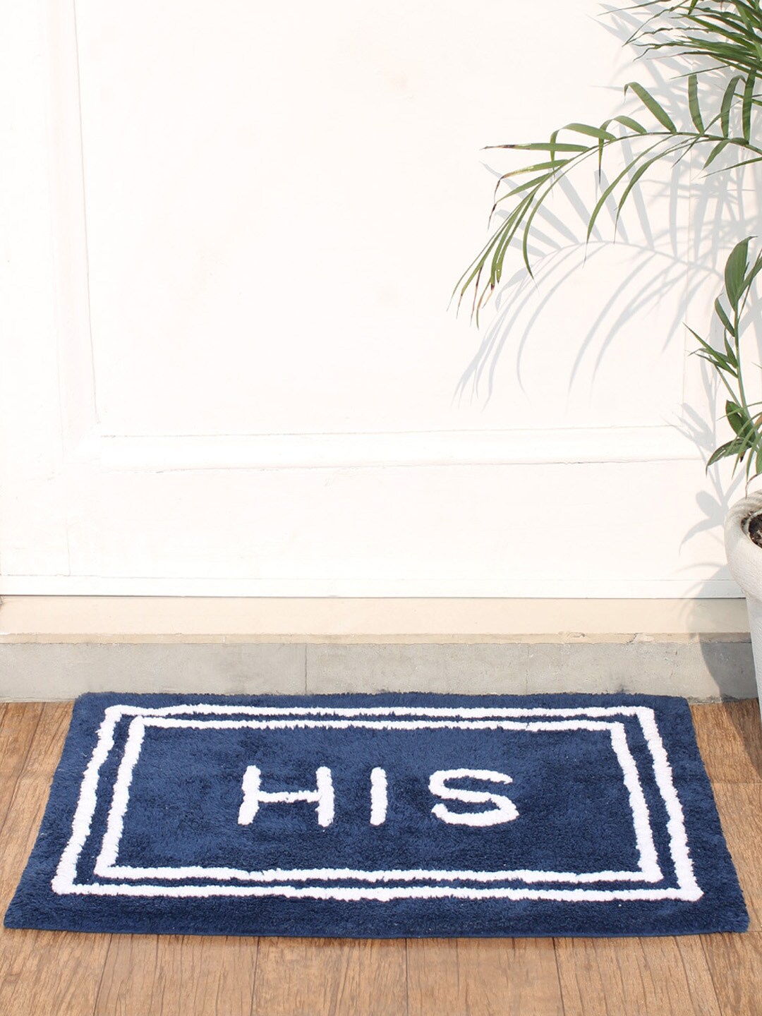 

Avi Living Blue Cotton Rectangular Bath Rug 1400 GSM, Navy blue