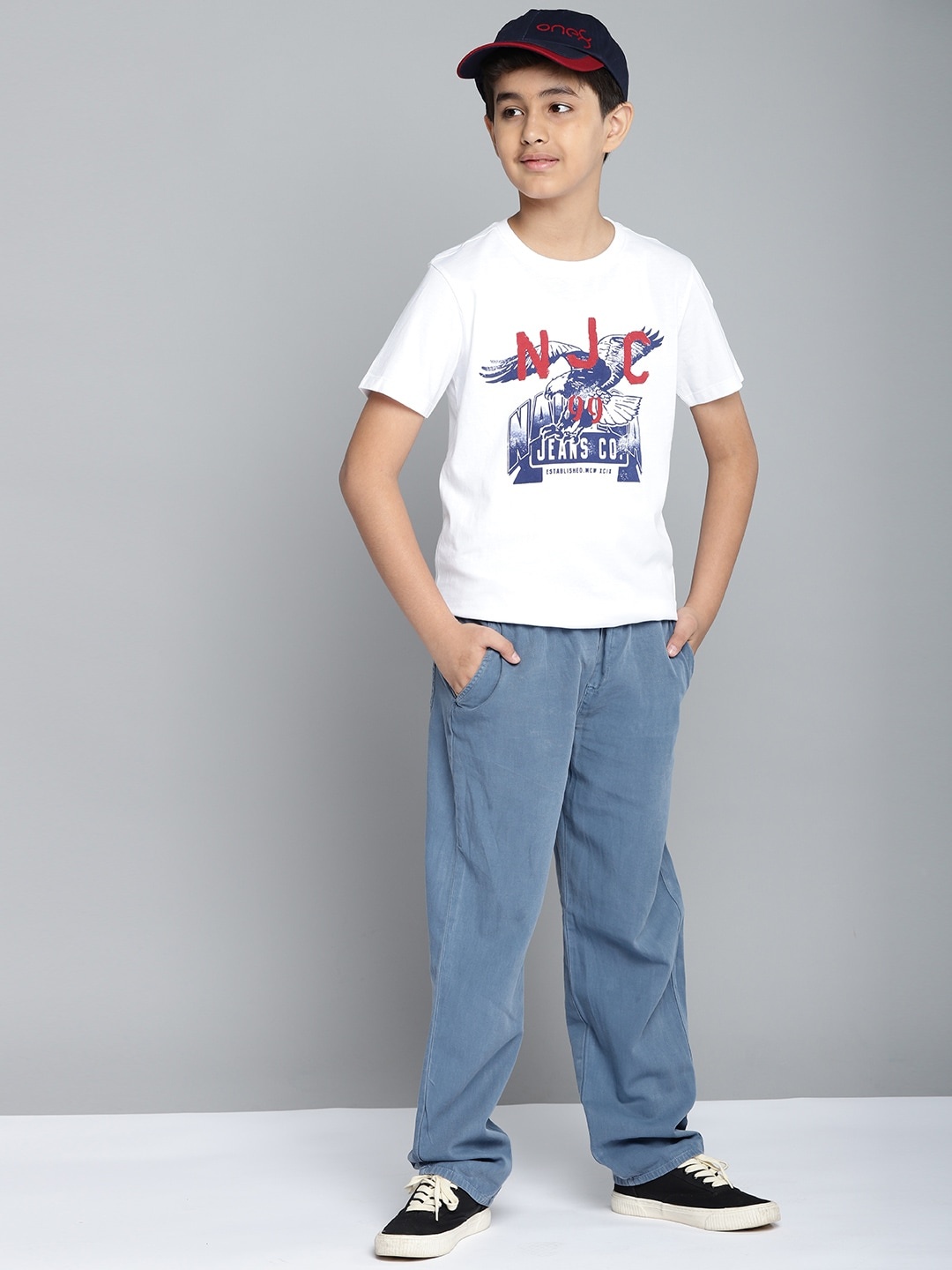 

Nautica Boys White Brand Logo Print Round Neck Pure Cotton T-shirt
