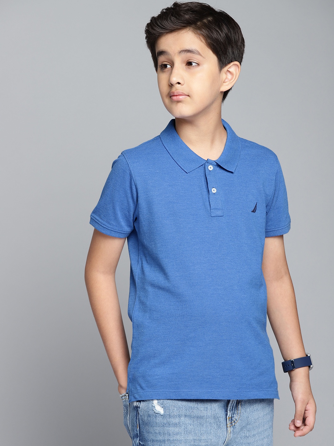 

Nautica Boys Blue Polo Collar T-shirt