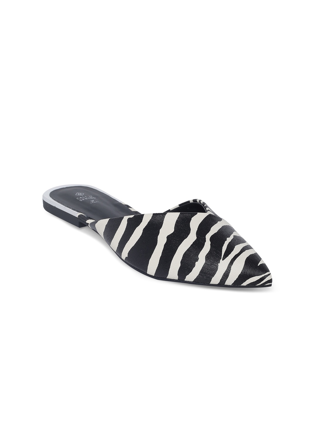 

Call It Spring Women Black Zebra Print Mules Flats