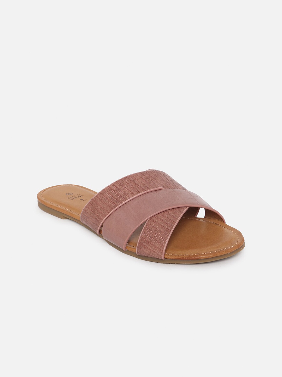 

Call It Spring Women Beige & Brown Textured Open Toe Flats