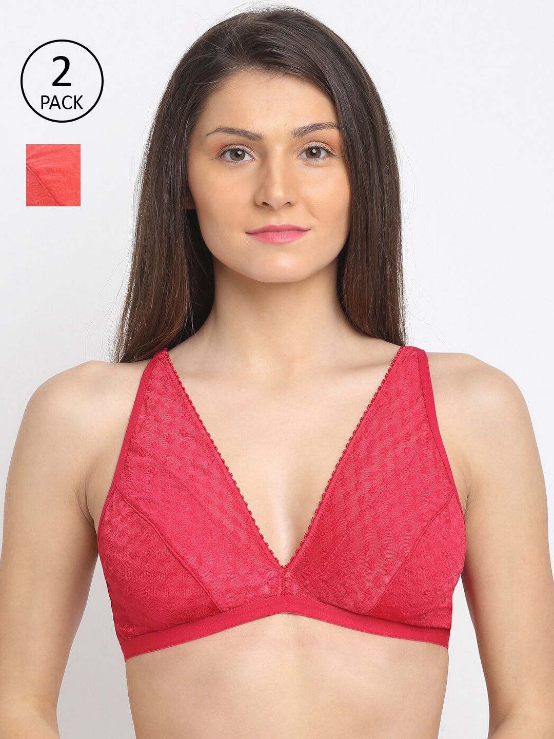 

EROTISSCH Pink & Orange Pack of 2 Abstract Bralette Bra