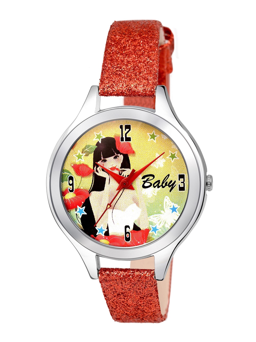 

Kool Kidz Unisex Kids Silver-Toned Dial & Red Leather Straps Watch KOOL KIDZ DMK 049 RD 02