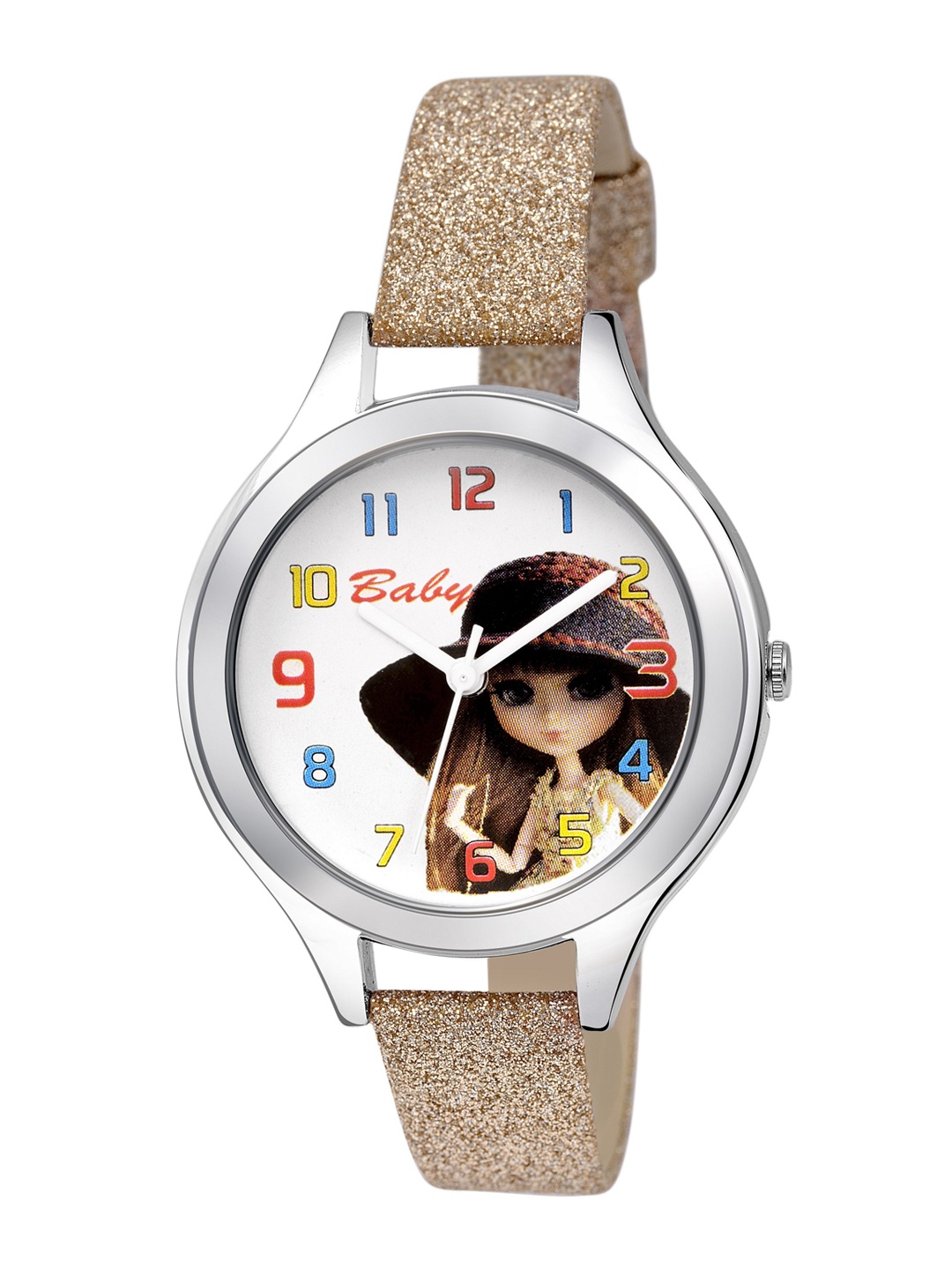 

Kool Kidz Kids White Printed Dial & Gold Leather Straps Analogue Watch DMK 049 GD 02