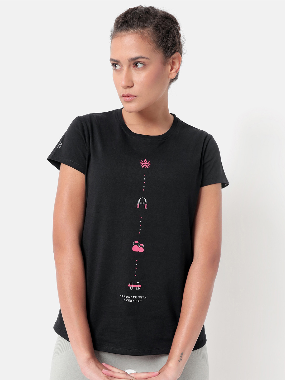 

Cultsport Women Black Printed Running T-shirt